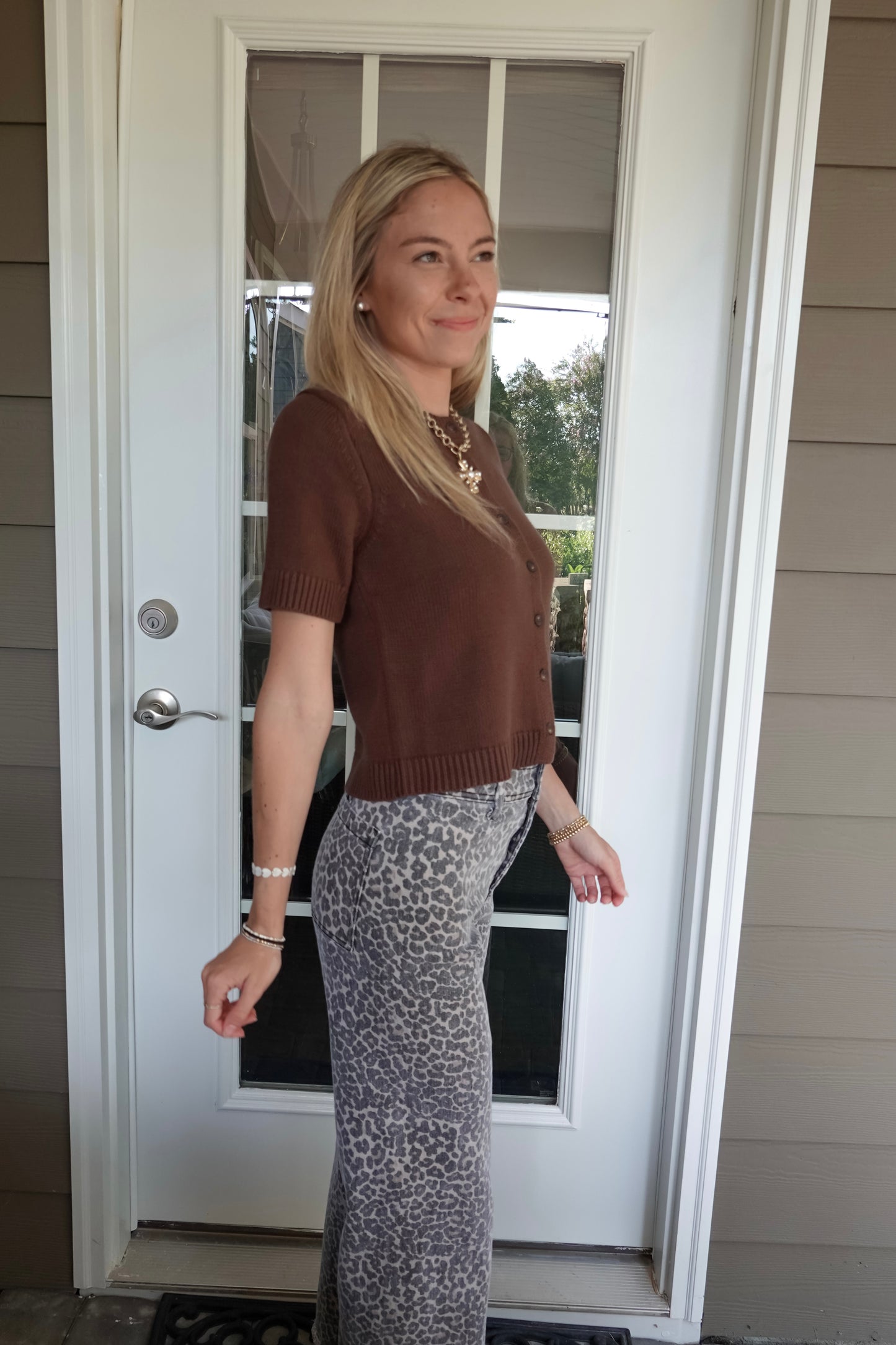 Brynn Button Down Knit Short Sleeve Cardigan