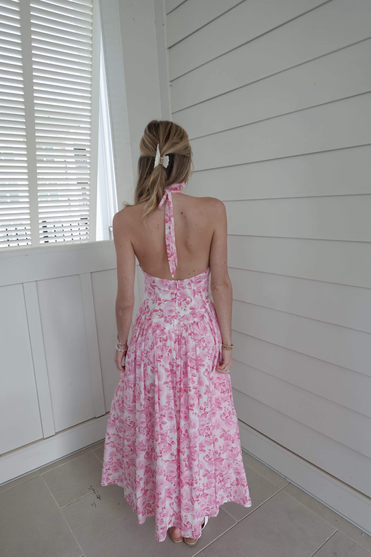 Fia Floral Print Halter Midi Dress