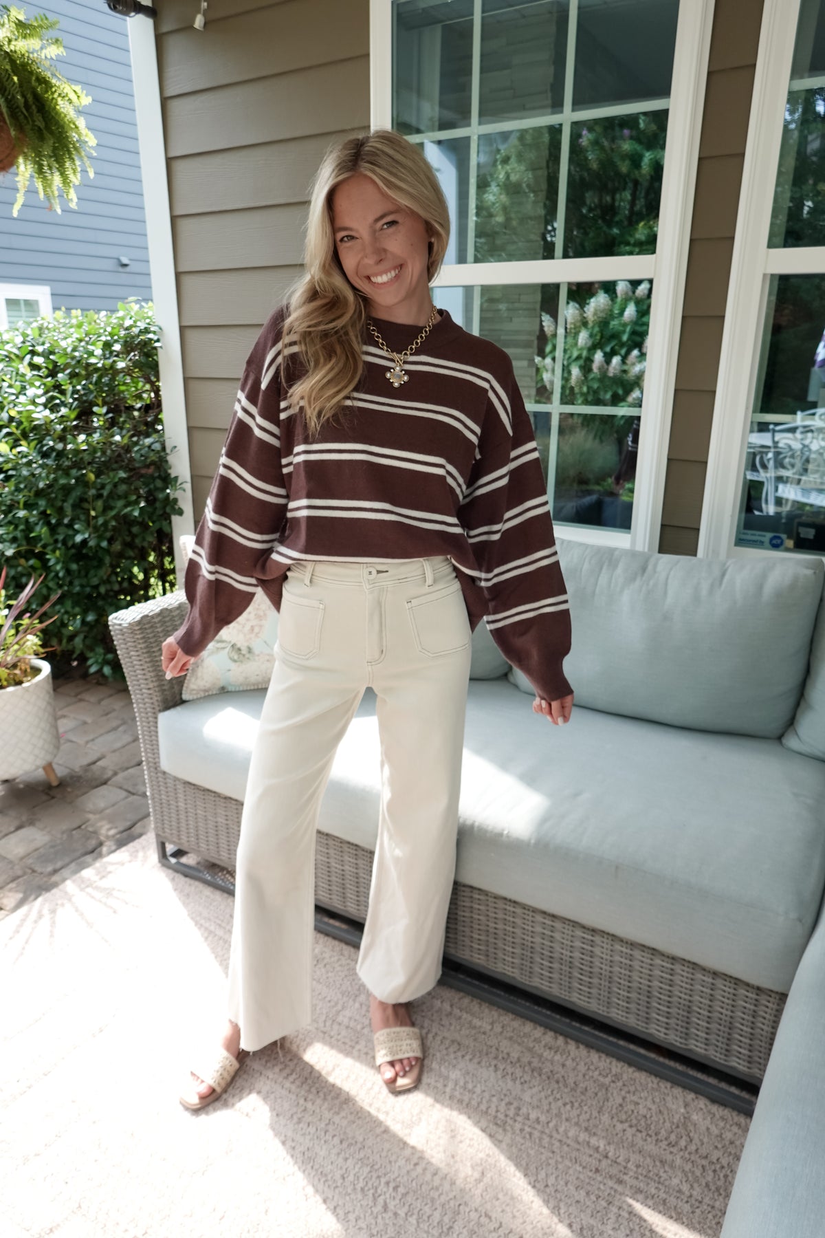 Maddie Striped Brown Sweater