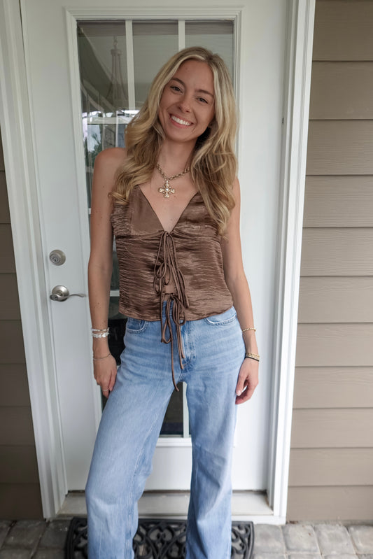 Ava Tie Front Tank Top