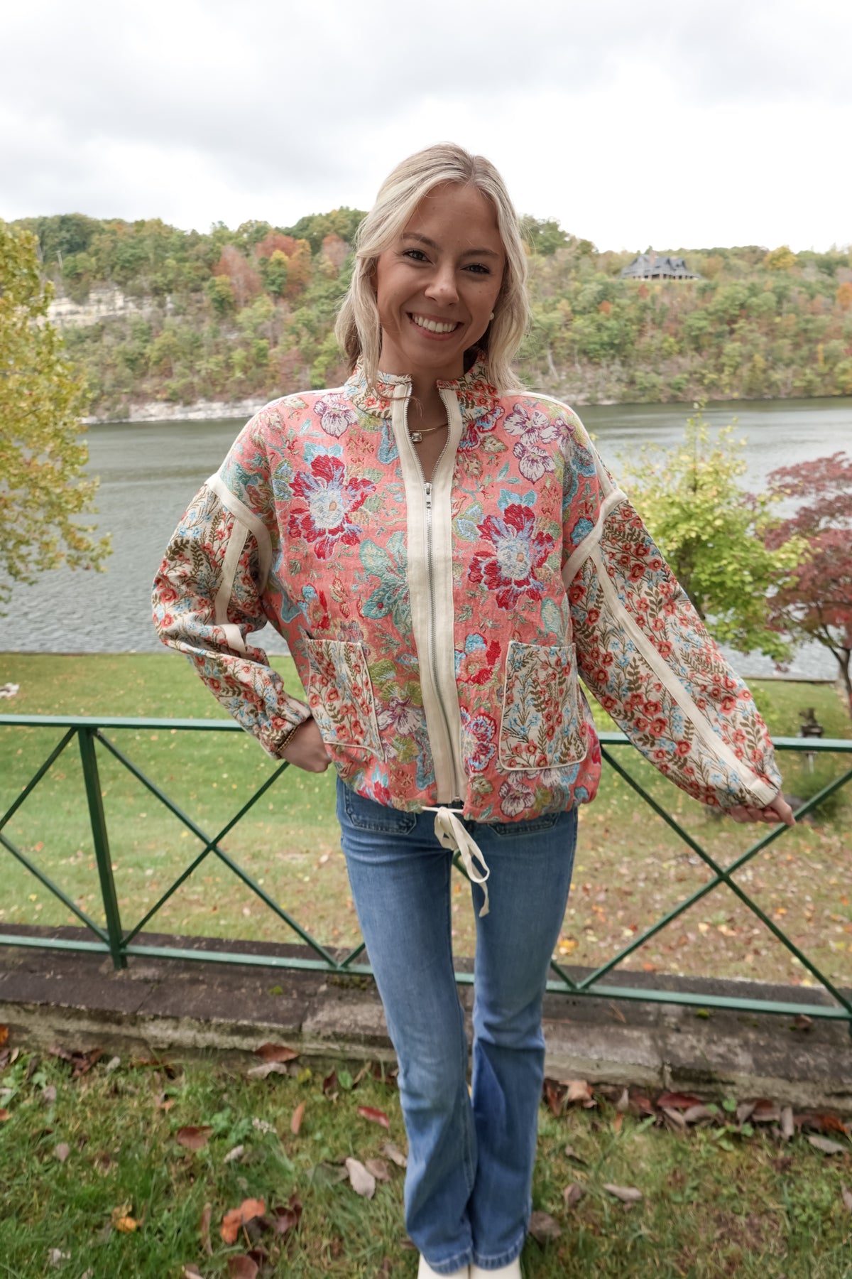 Jacquard Floral Pattern Jacket