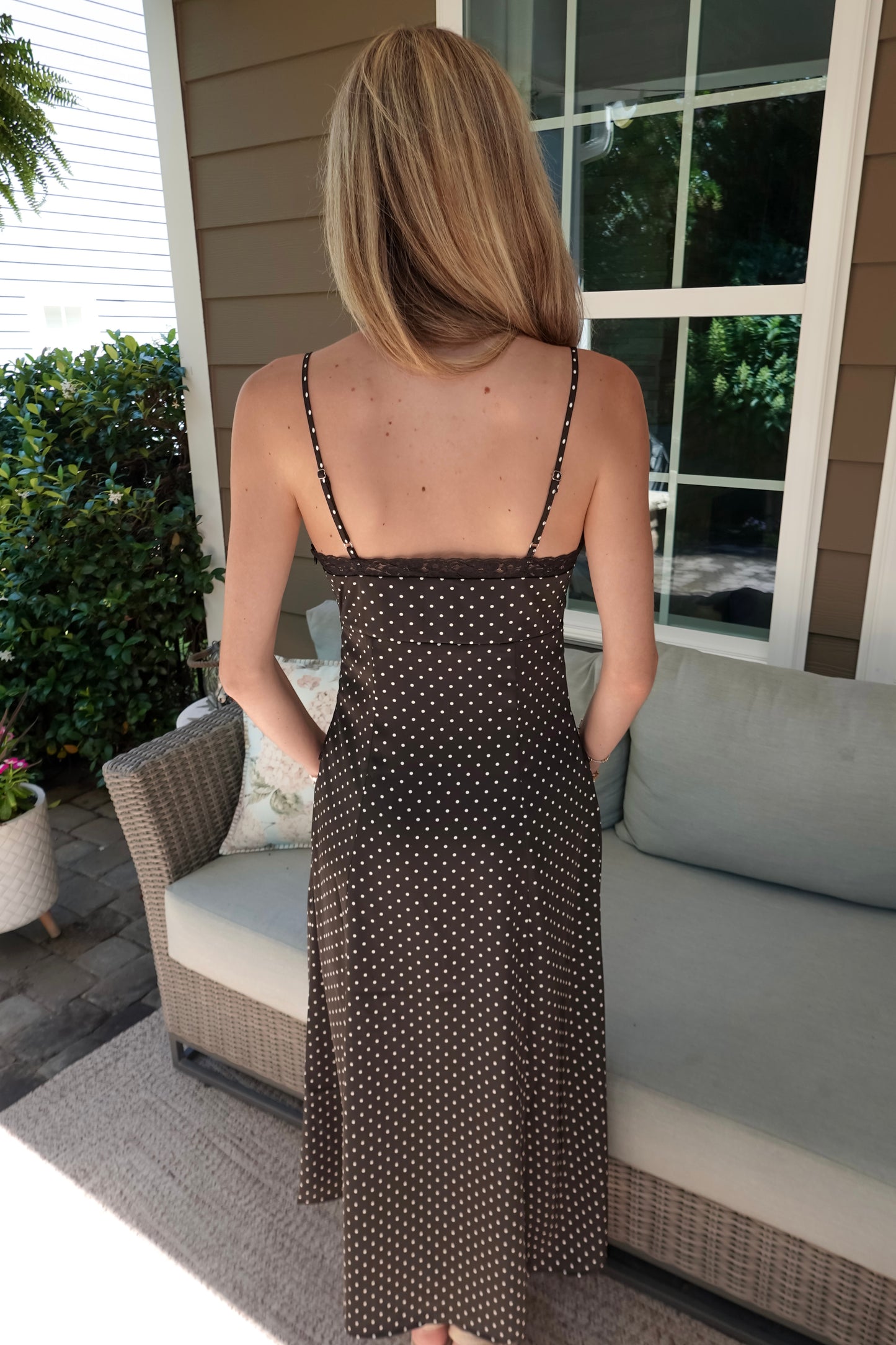 Paige Polka Dot Black Midi Dress