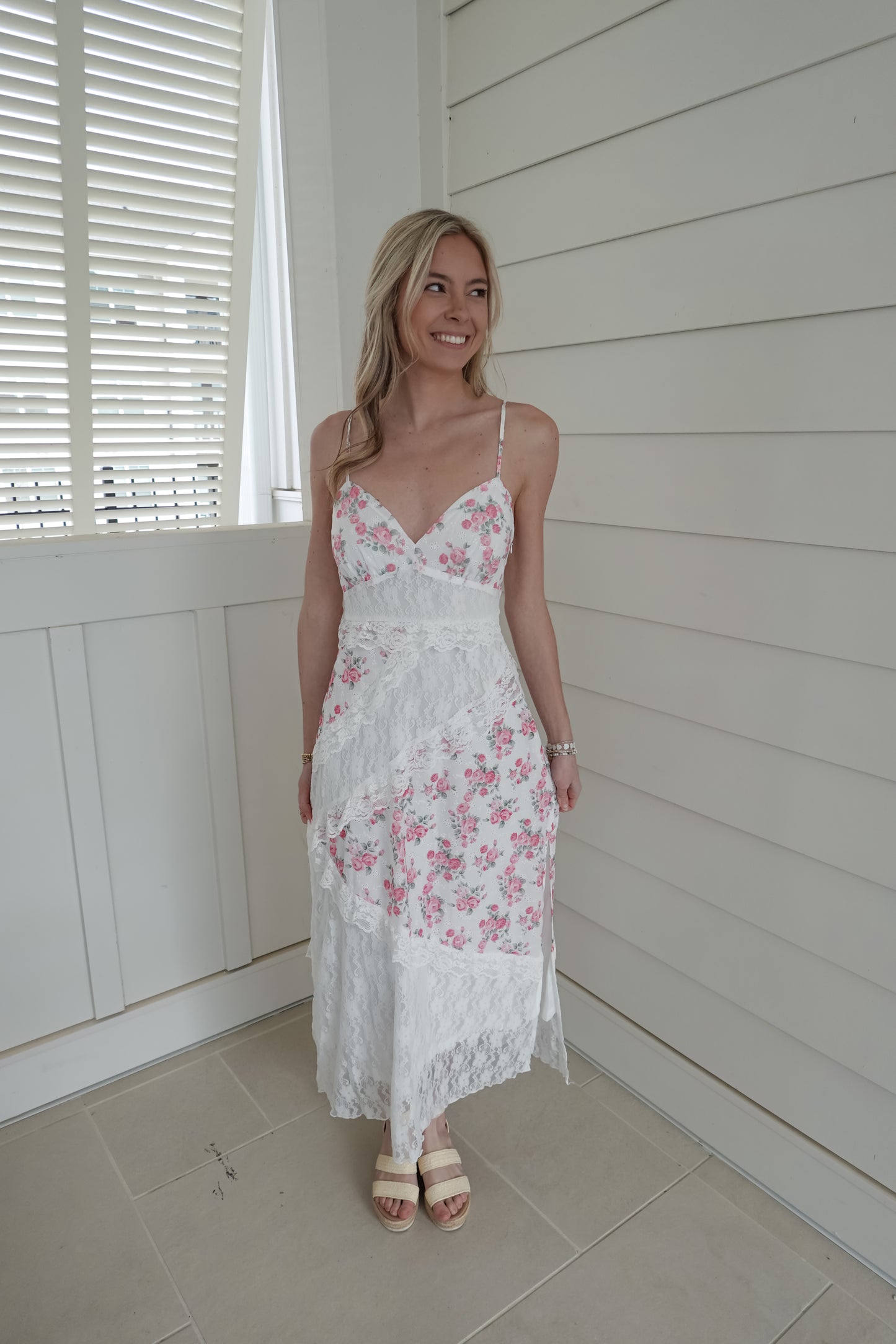 Tiffany Floral Lace Tiered Maxi Dress