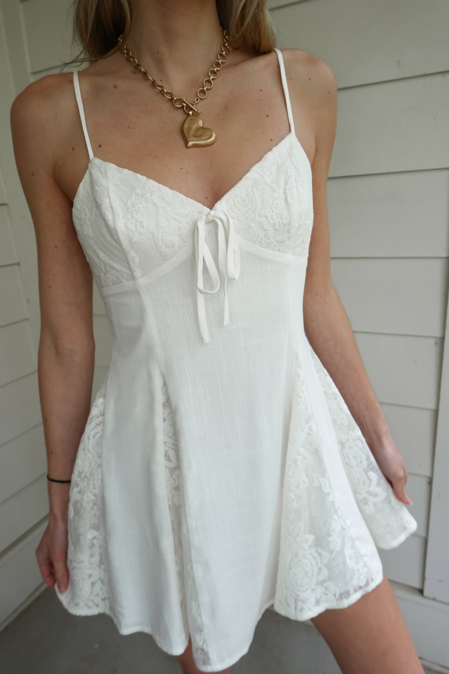 Lucy Lace Contrast Detail Mini Dress