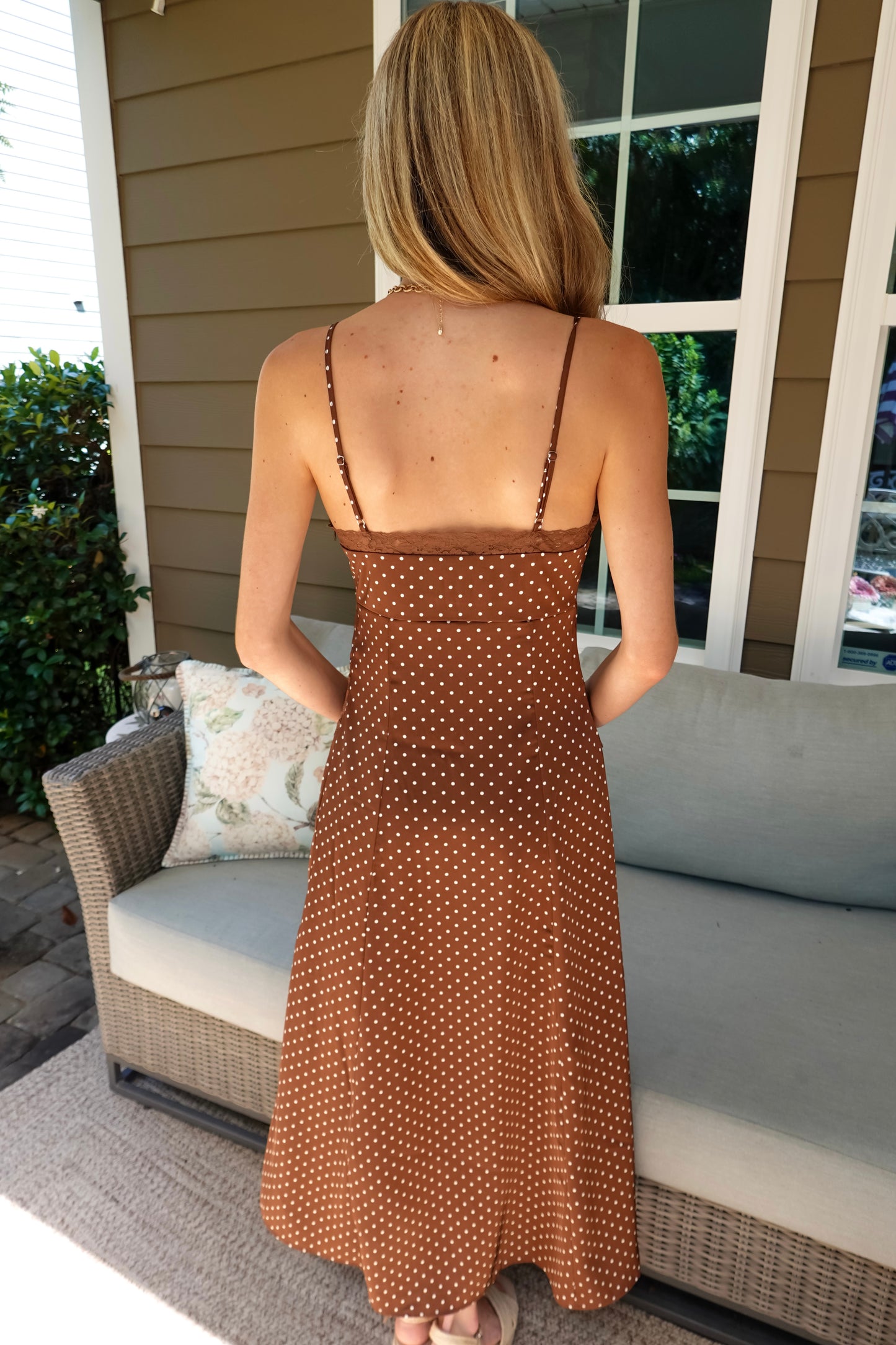 Paige Polka Dot Brown Midi Dress