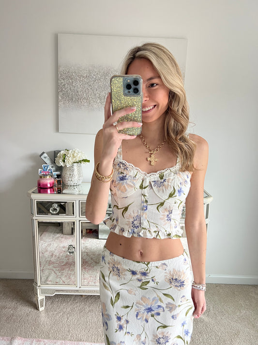 Cora Floral Lace Trim Tank Top