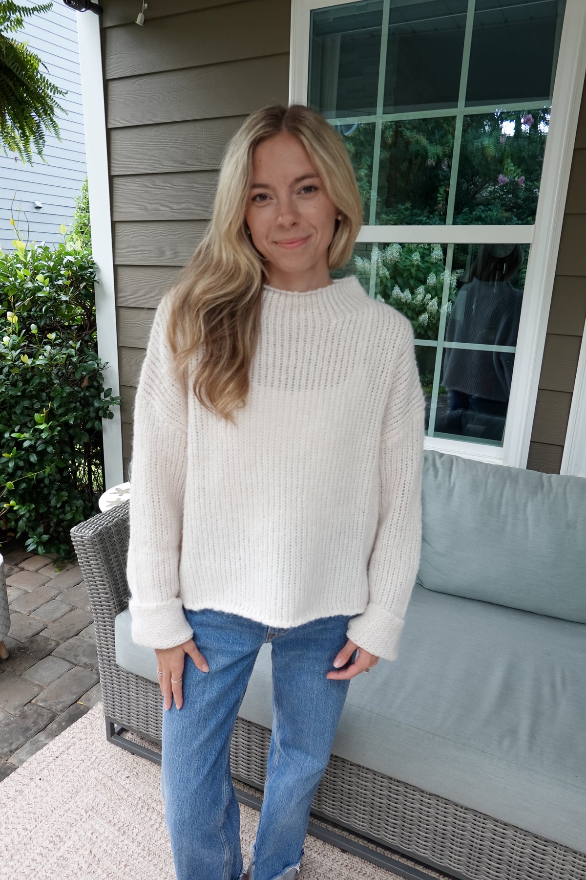 Ava Ivory Mock Neck Sweater