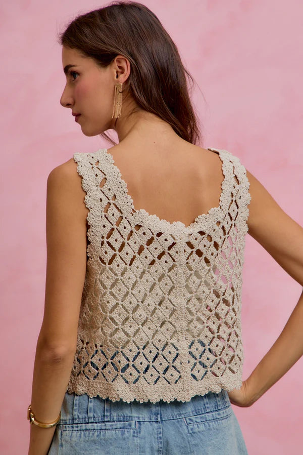 Sequin Crochet Vest Top