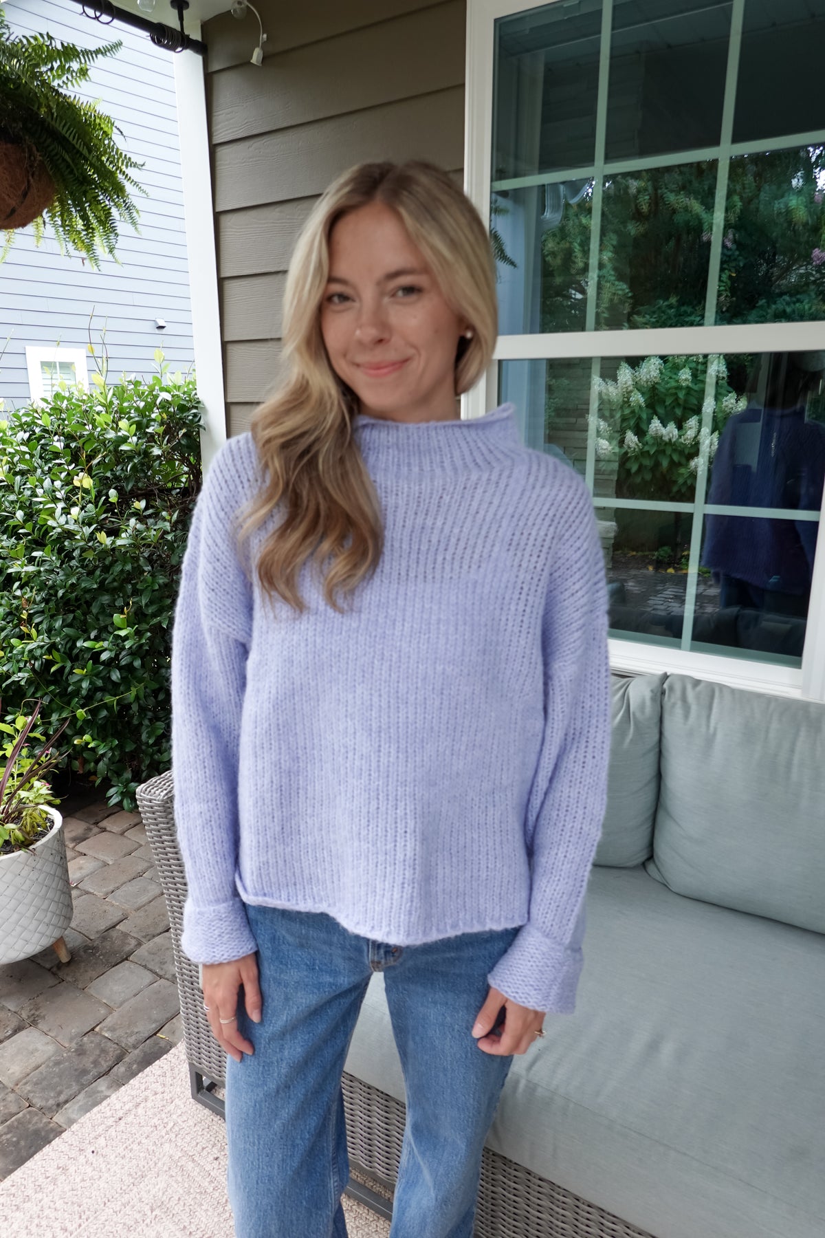Ava Blue Mock Neck Sweater