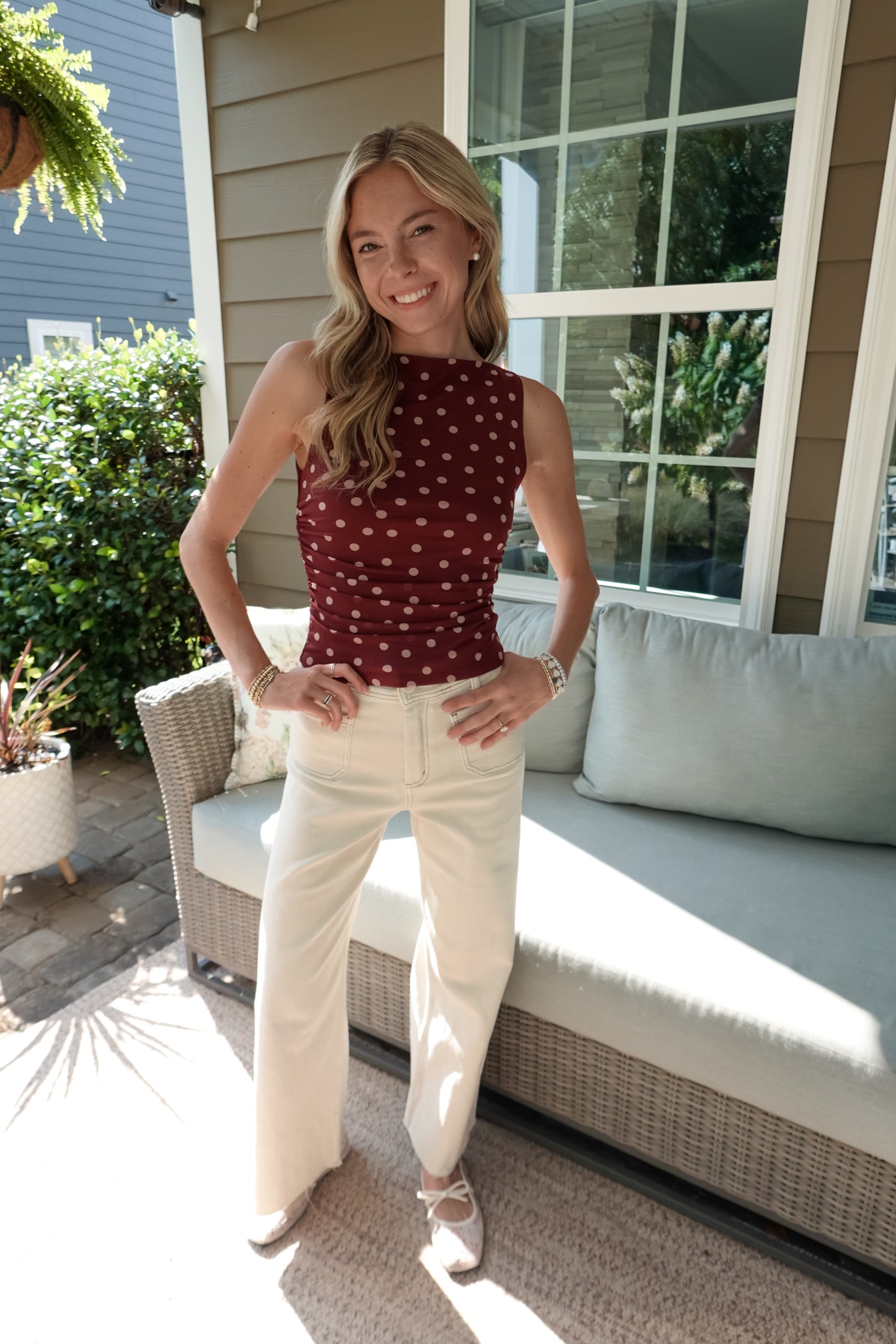 Gianna Maroon Polka Dot Tank