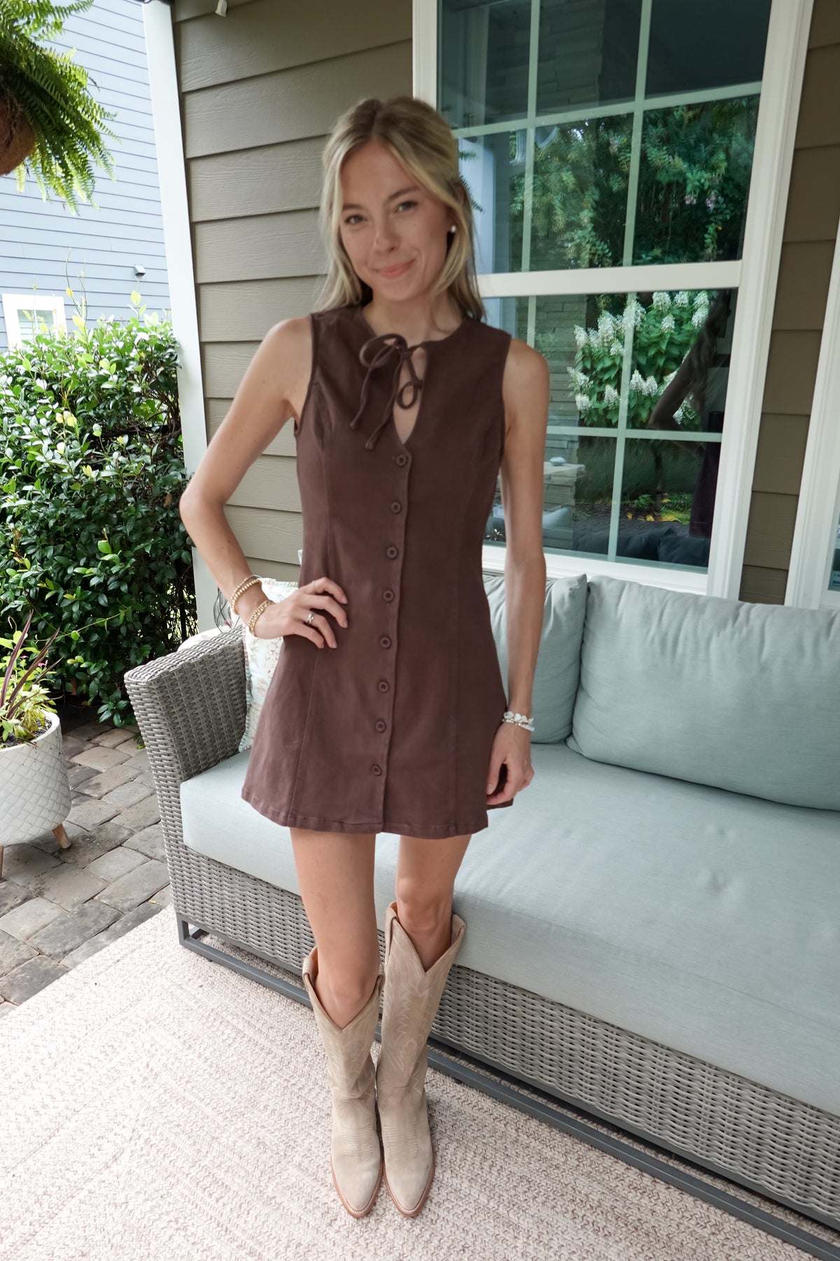 Blair Bow Button Down Mini Dress
