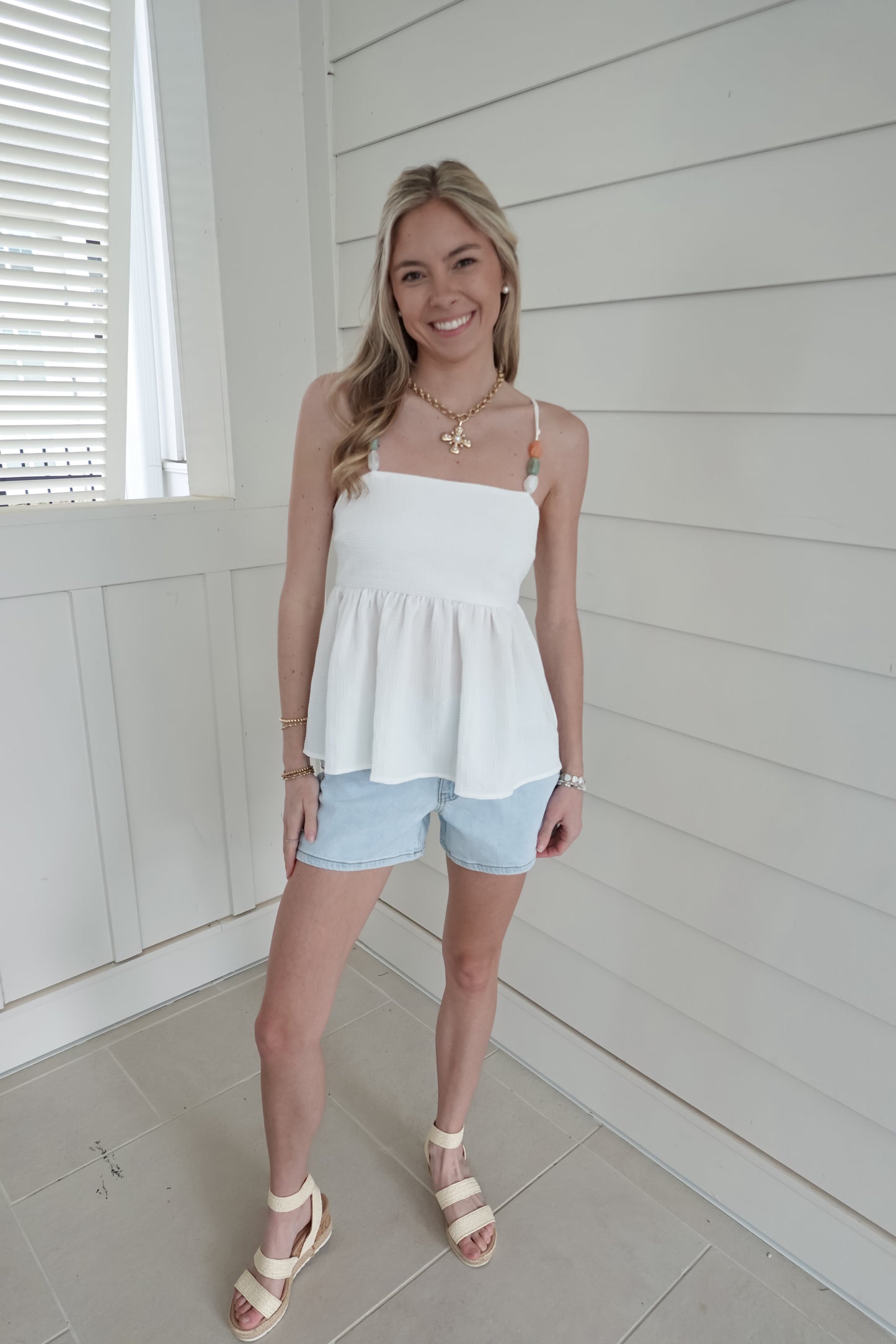 Blair Beaded Peplum Tank