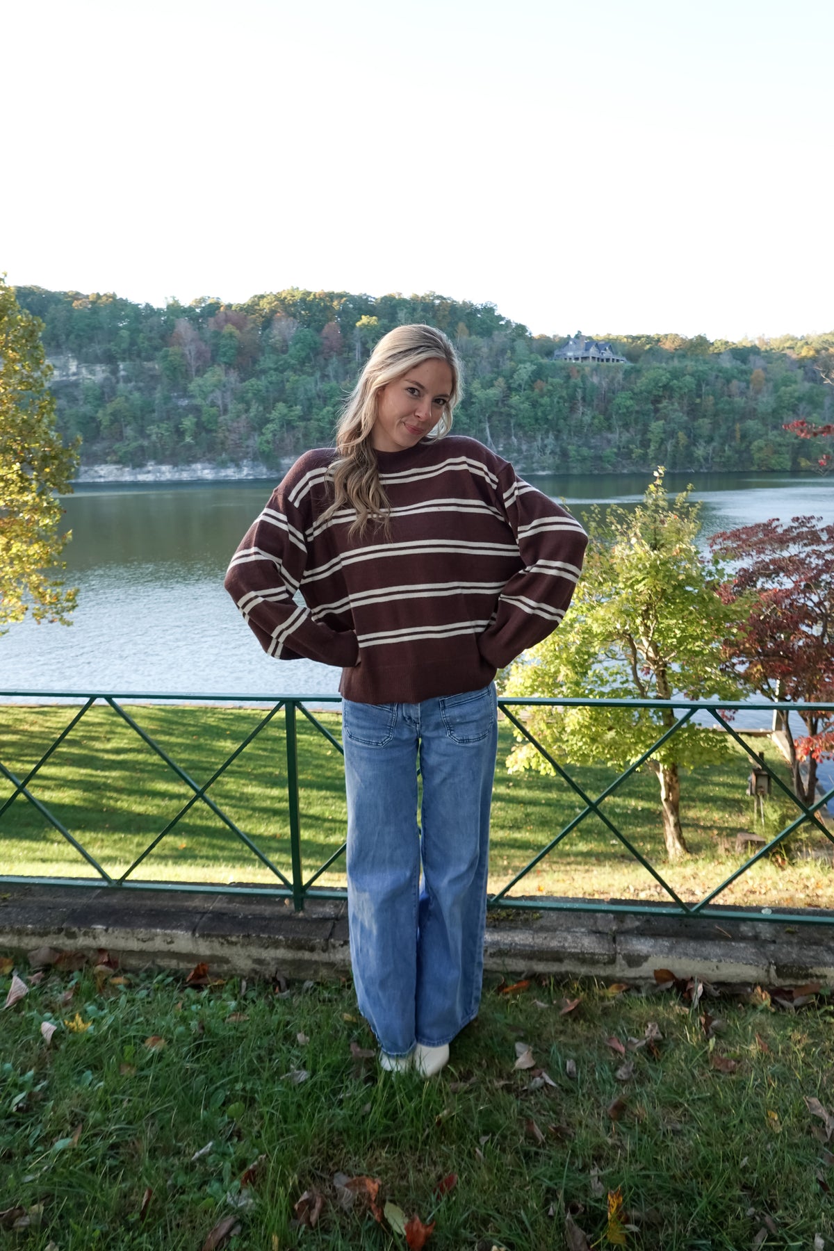 Maddie Striped Brown Sweater