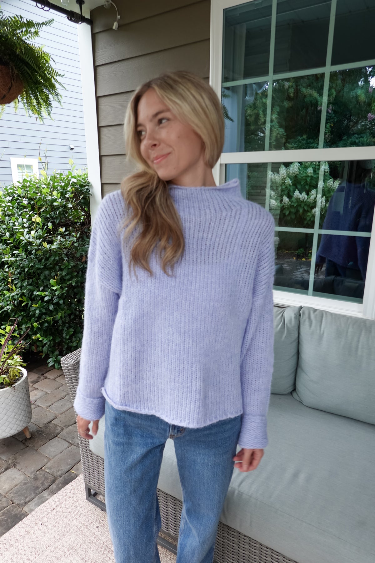 Ava Blue Mock Neck Sweater