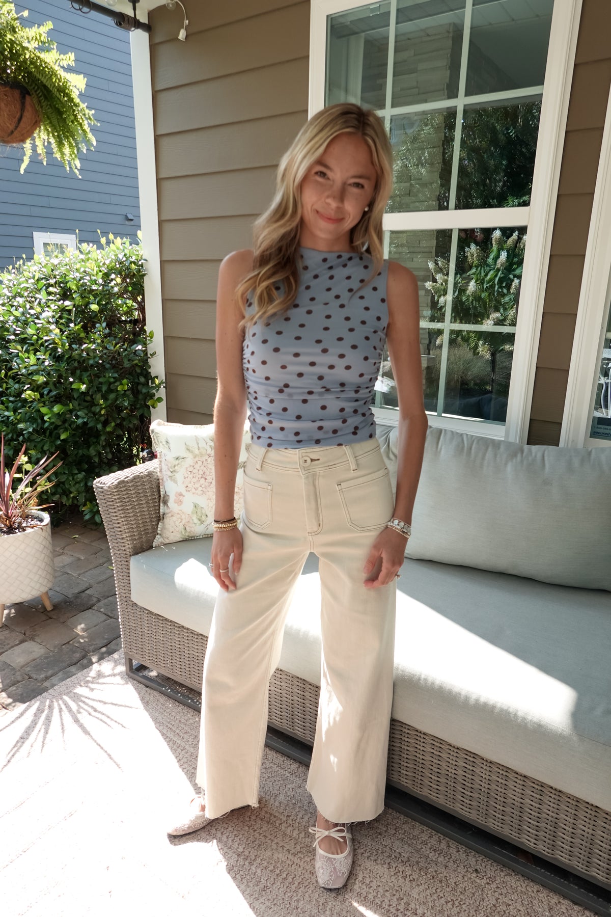 Gianna Blue Polka Dot Tank
