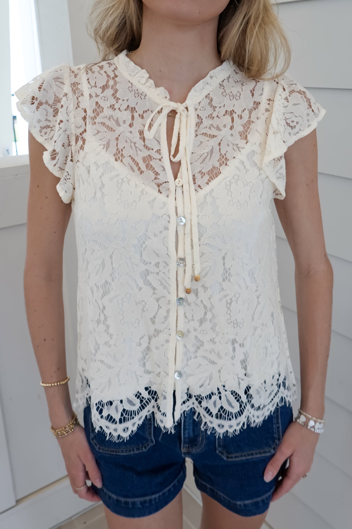 Lana Lace Short Sleeve Top