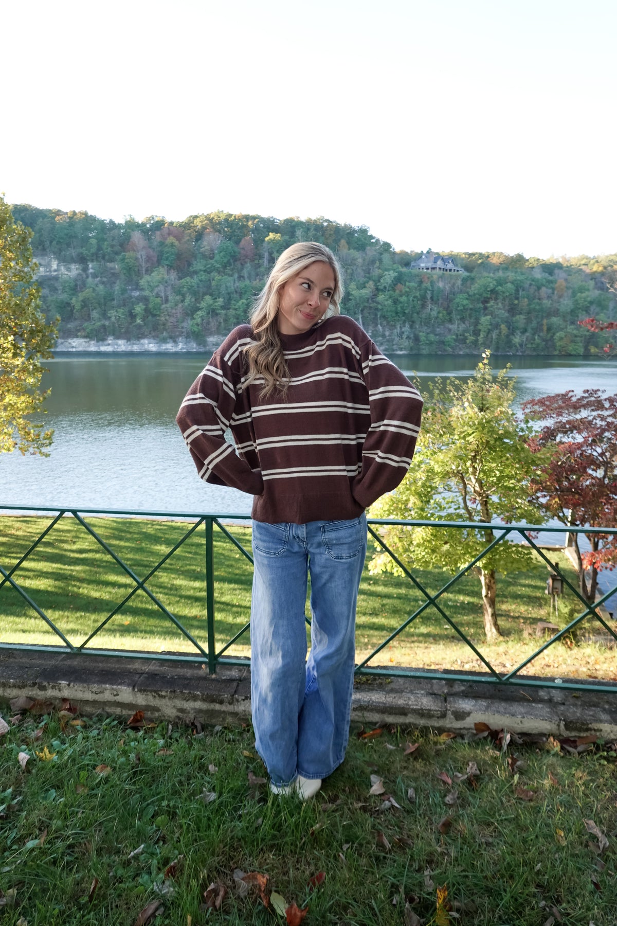Maddie Striped Brown Sweater