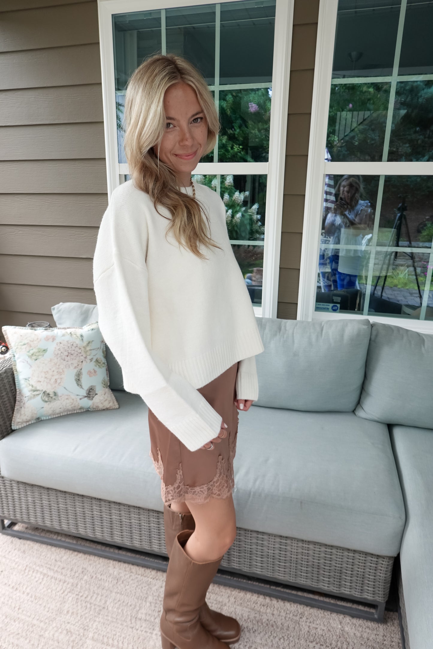 Lace Trim Satin Mini Skirt