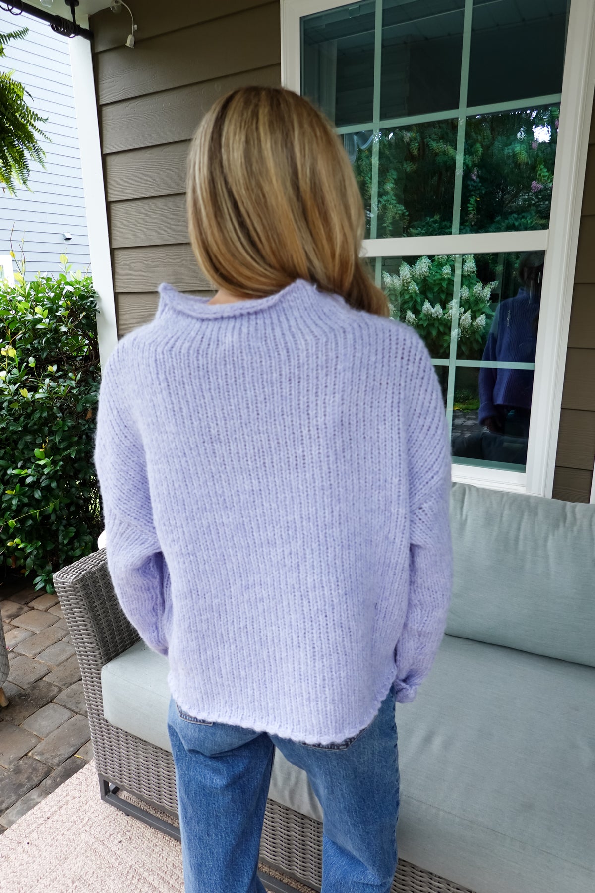 Ava Blue Mock Neck Sweater