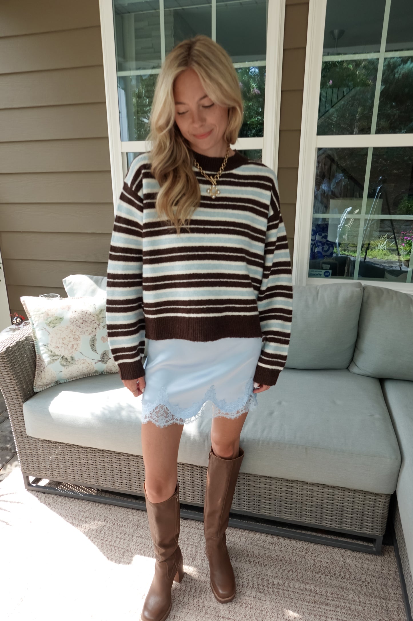 Lace Trim Satin Mini Skirt