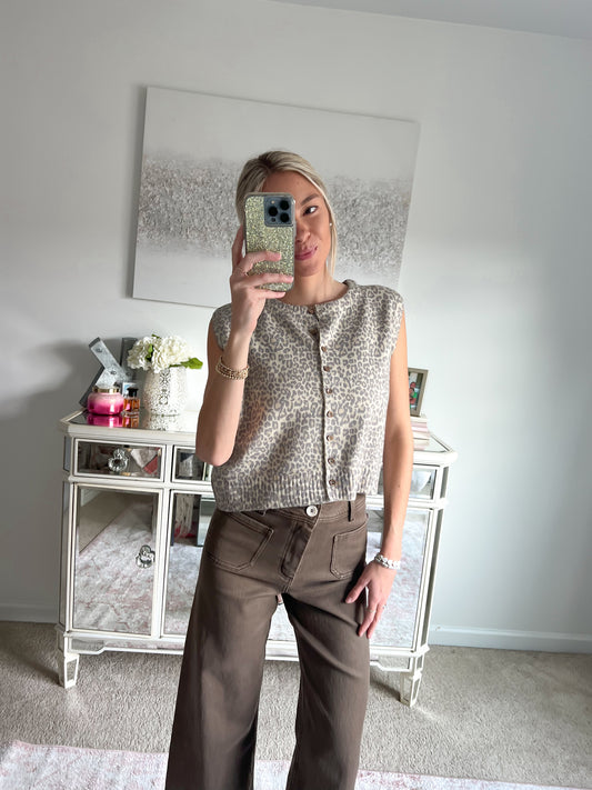 Leopard Short Sleeve Sweater