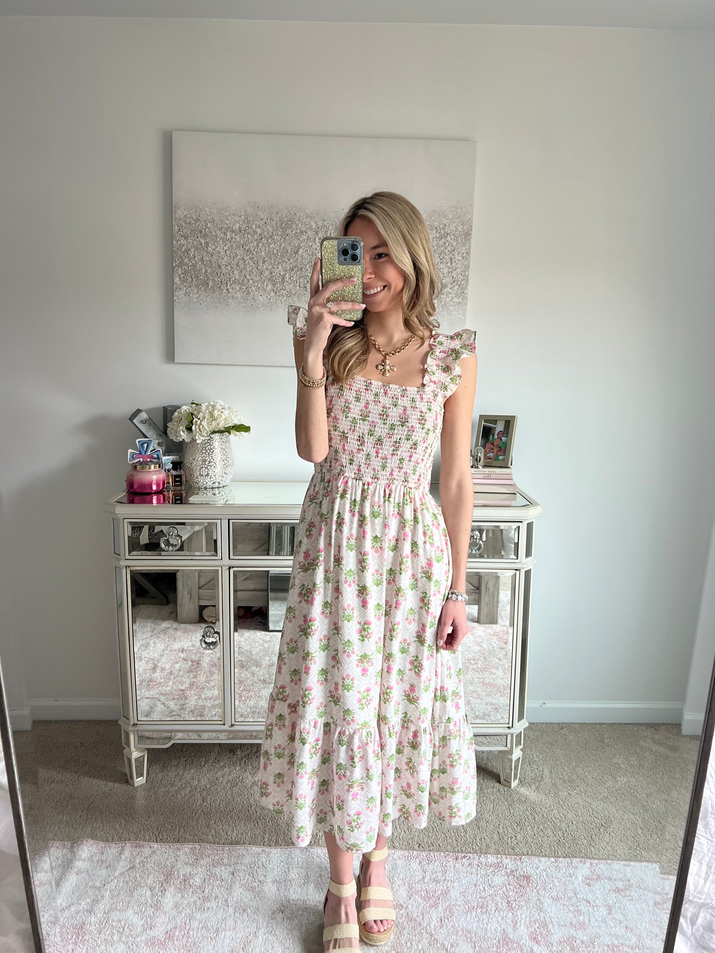 Rosie Pink Floral Midi Dress