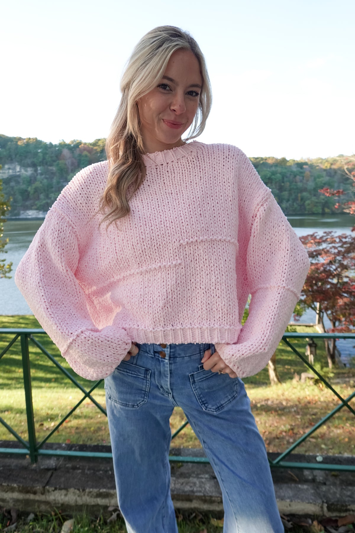 Cal Chunky Knit Pink Sweater