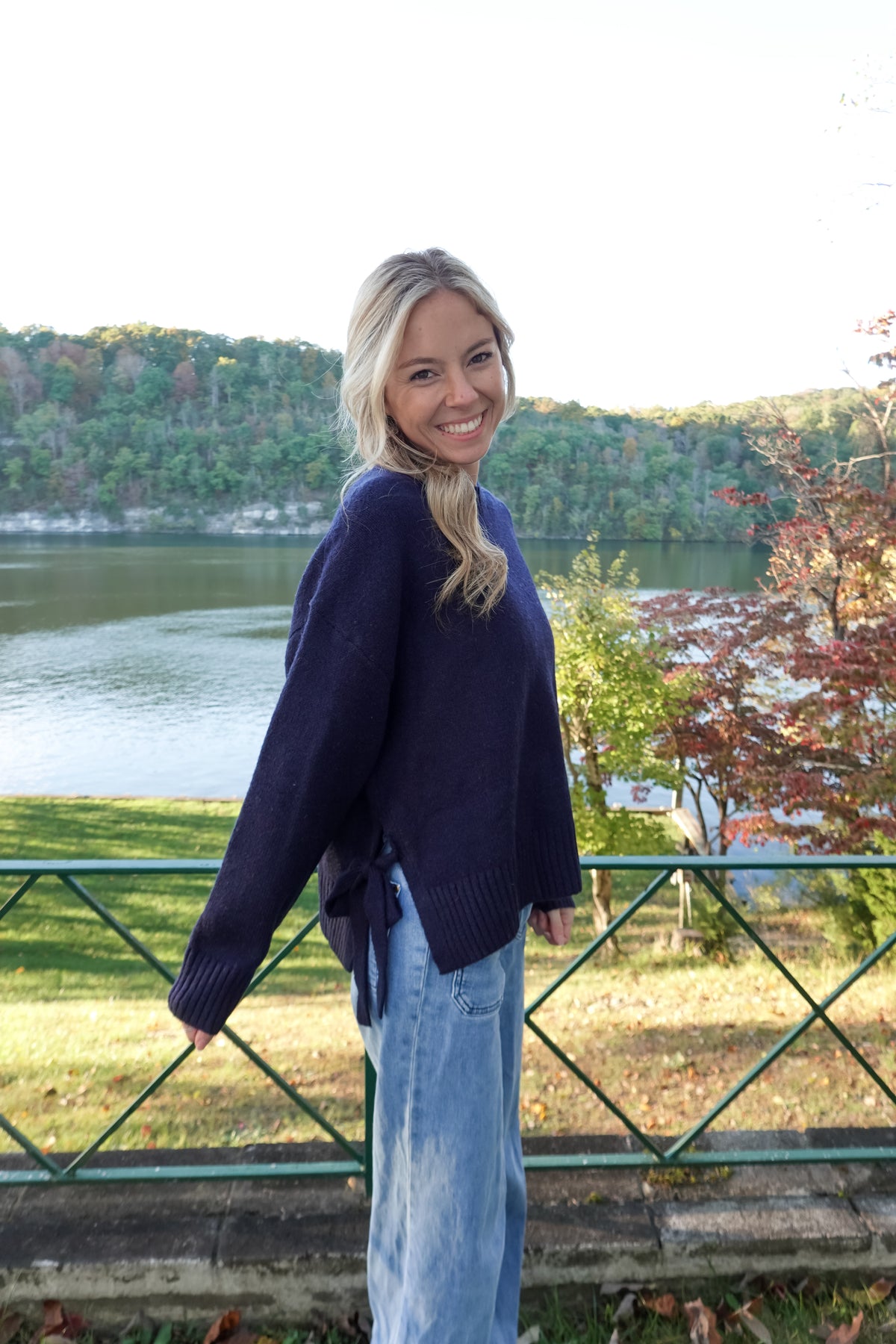Tori Navy Tie Sweater