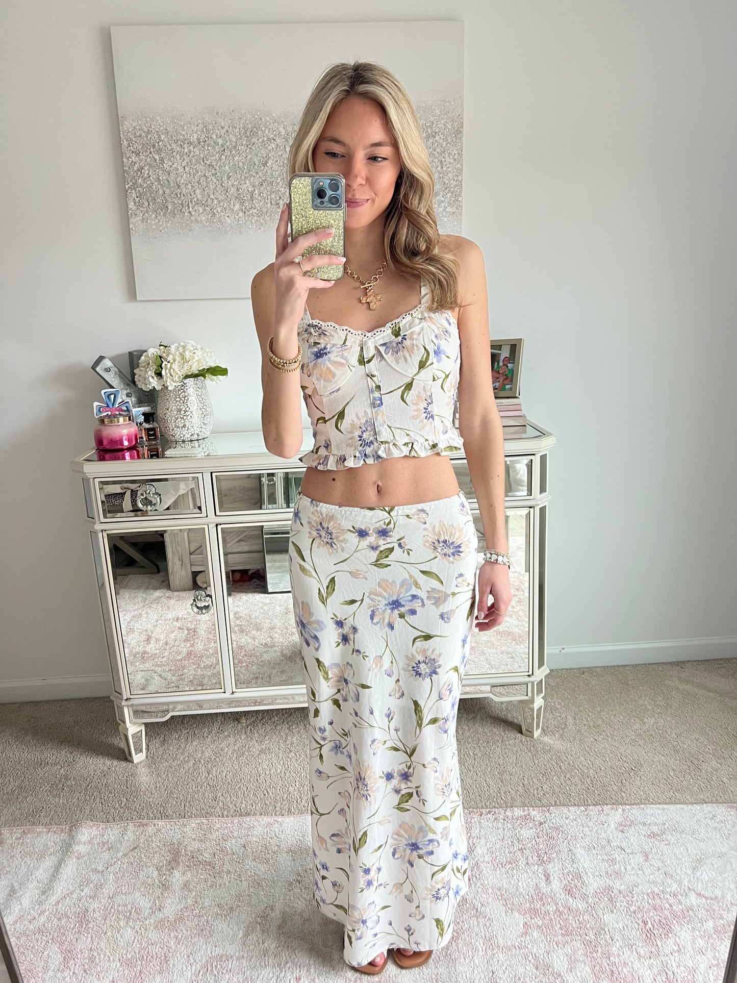 Cora Floral Lace Trim Tank Top