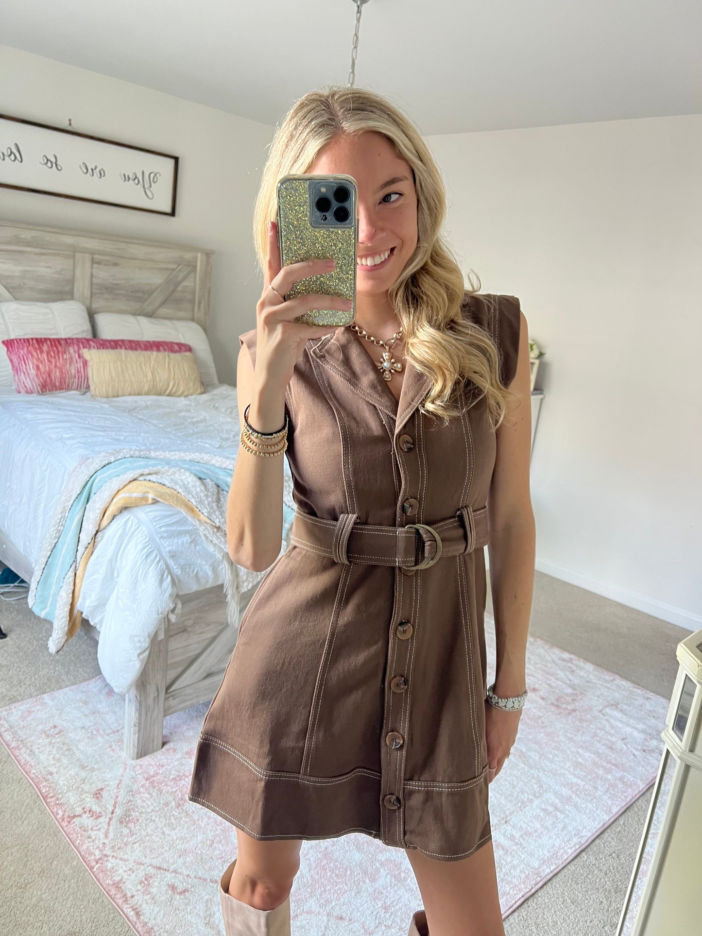 Harlow Brown Mini Dress