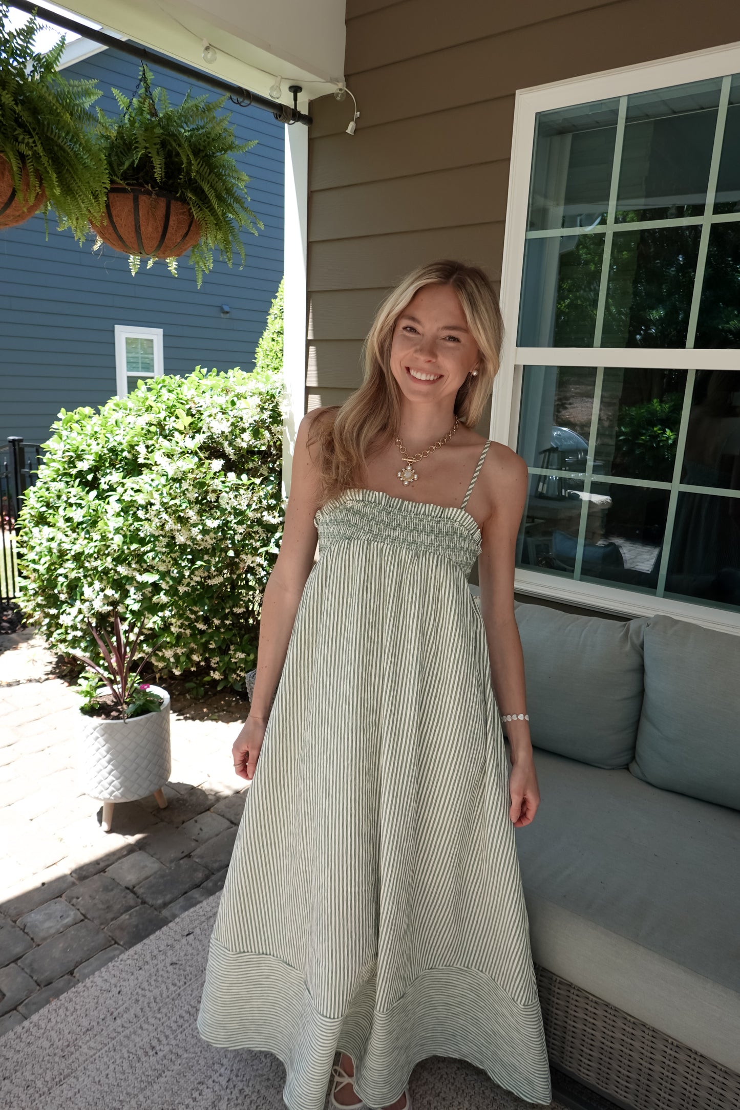 Embroidered Smocked Maxi Dress