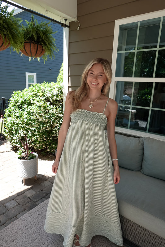 Embroidered Smocked Maxi Dress