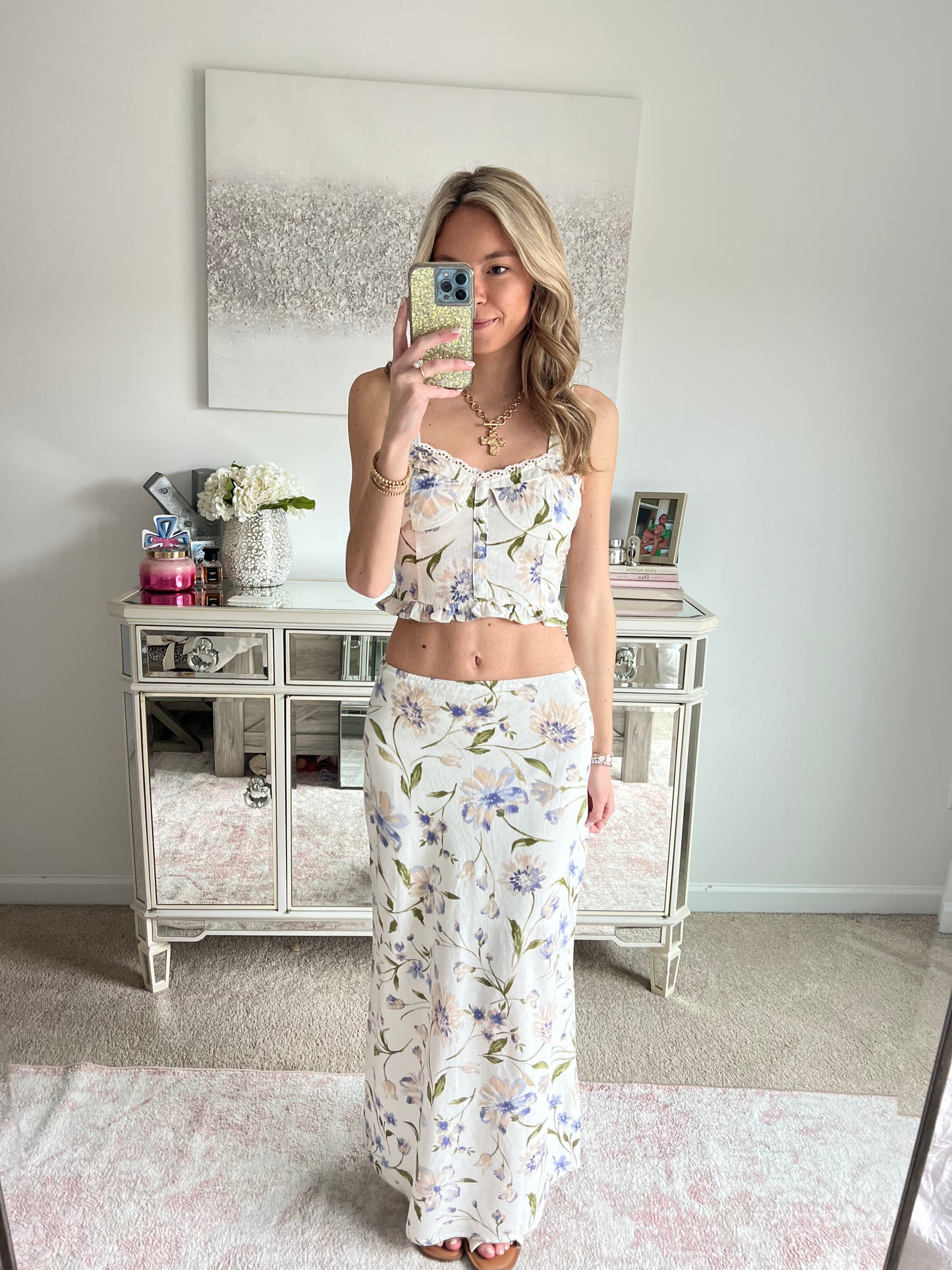 Cora Floral Lace Trim Tank Top