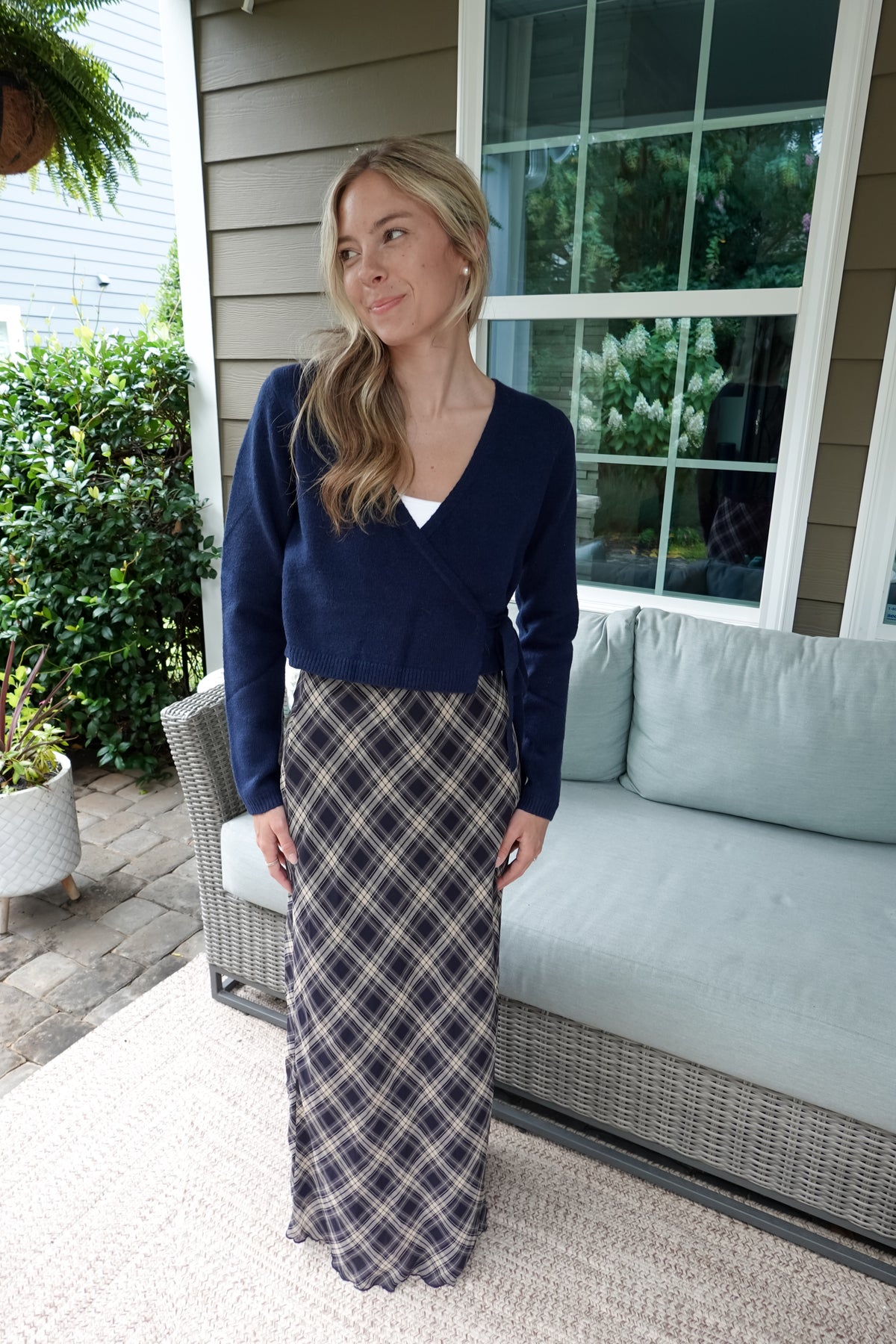 Kacey Navy Wrap Top