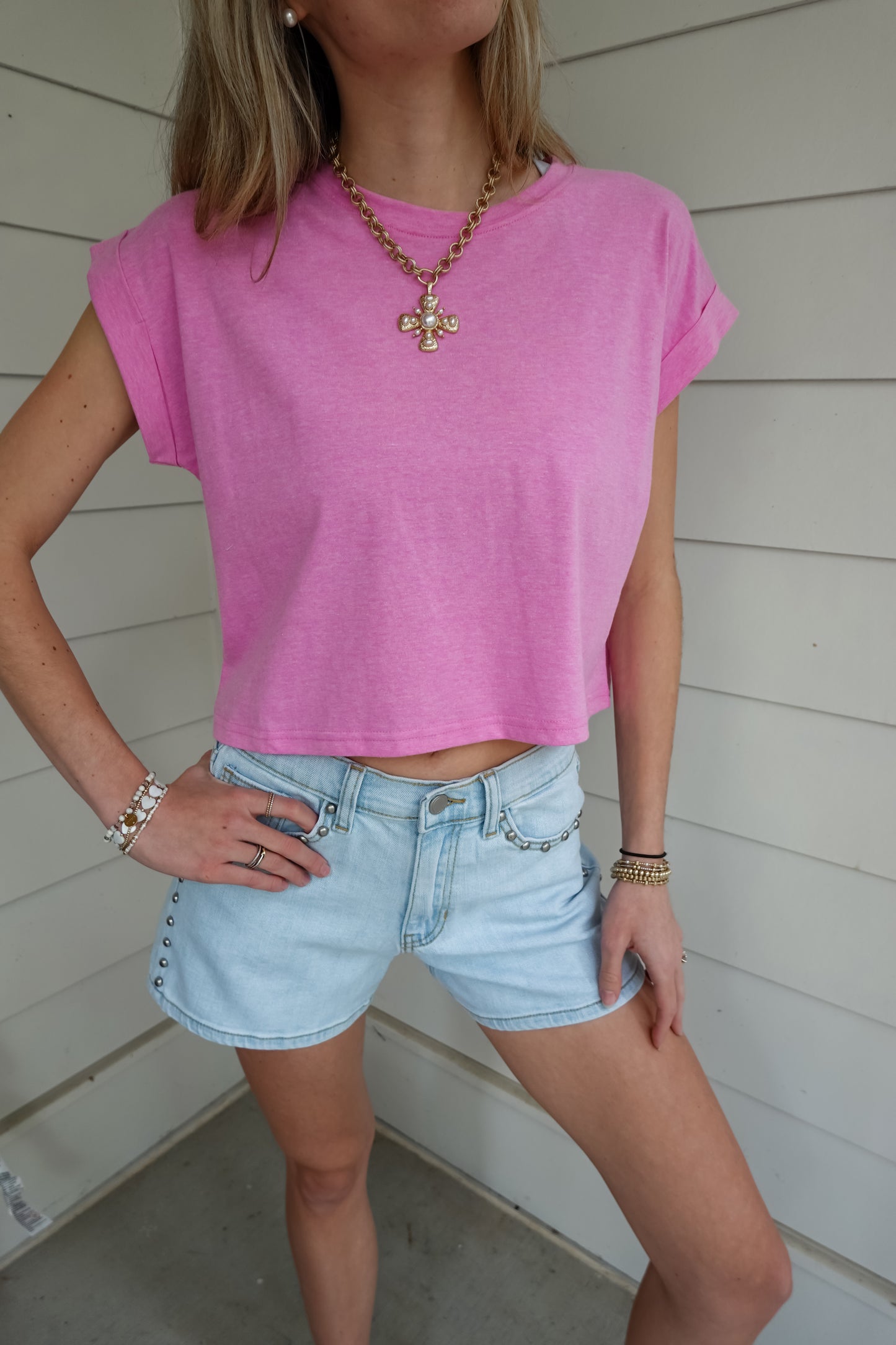 Cotton Folded Short Sleeve Top