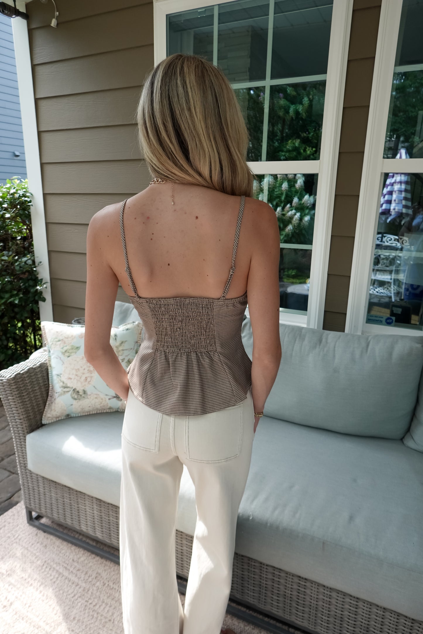 Houndstooth Lace Trim Cami