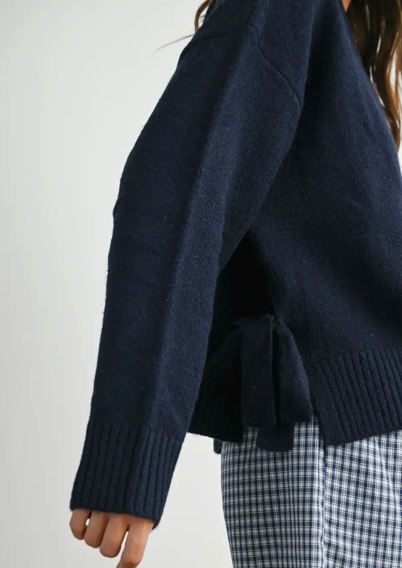 Tori Navy Tie Sweater