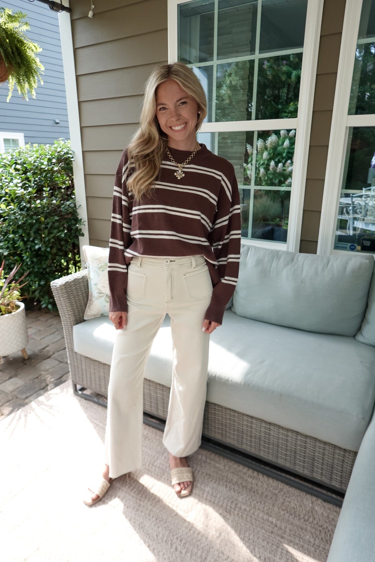 Maddie Striped Brown Sweater