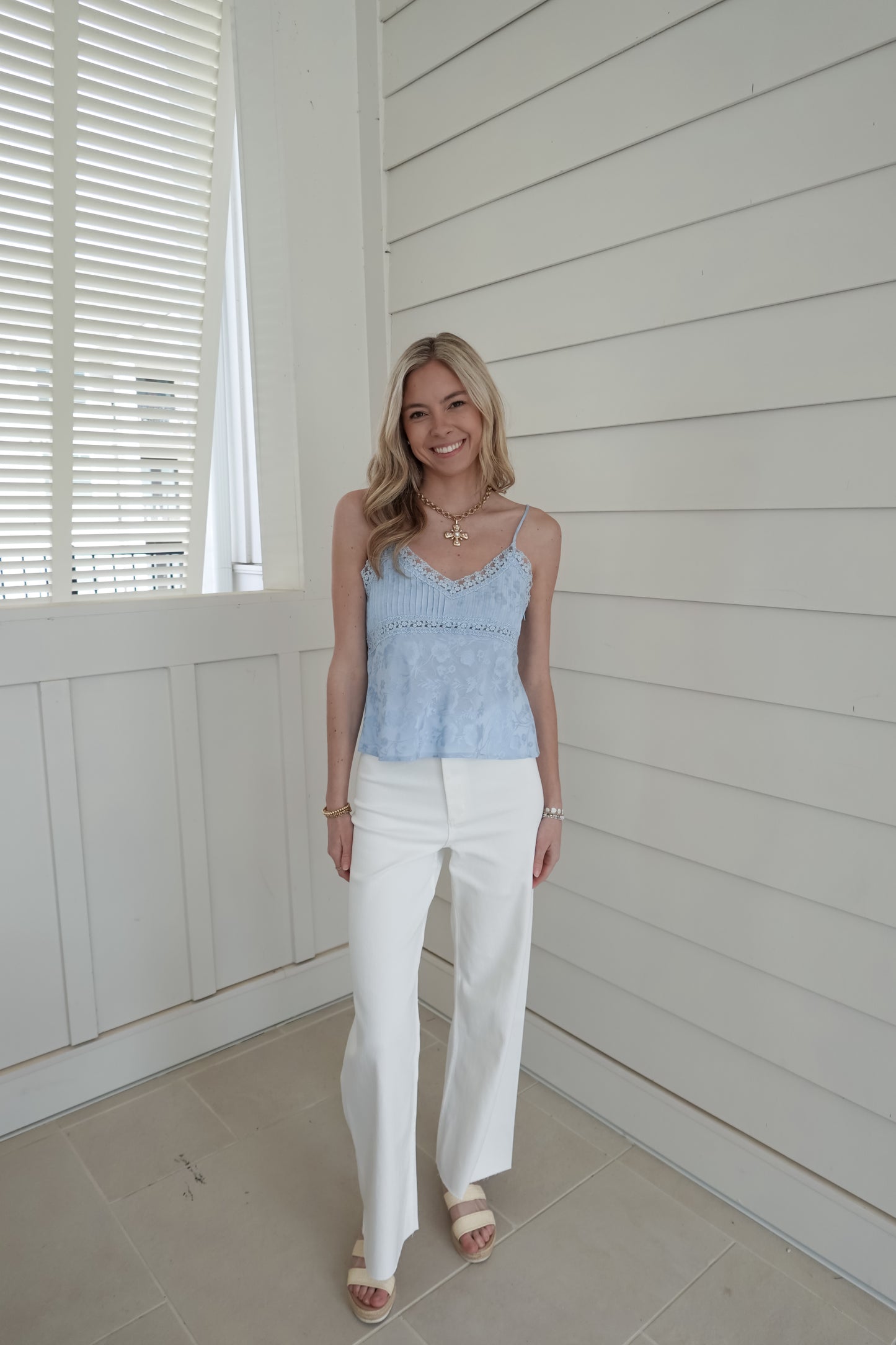 Blue Lace Tank Top