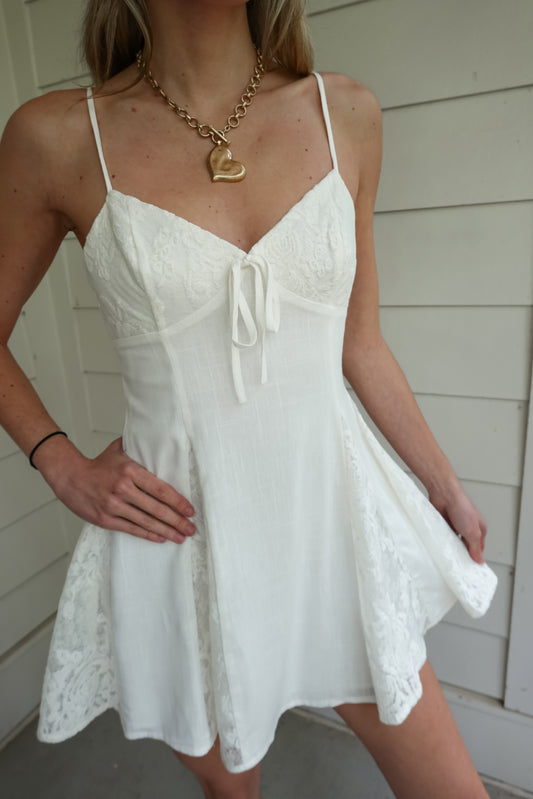 Lucy Lace Contrast Detail Mini Dress