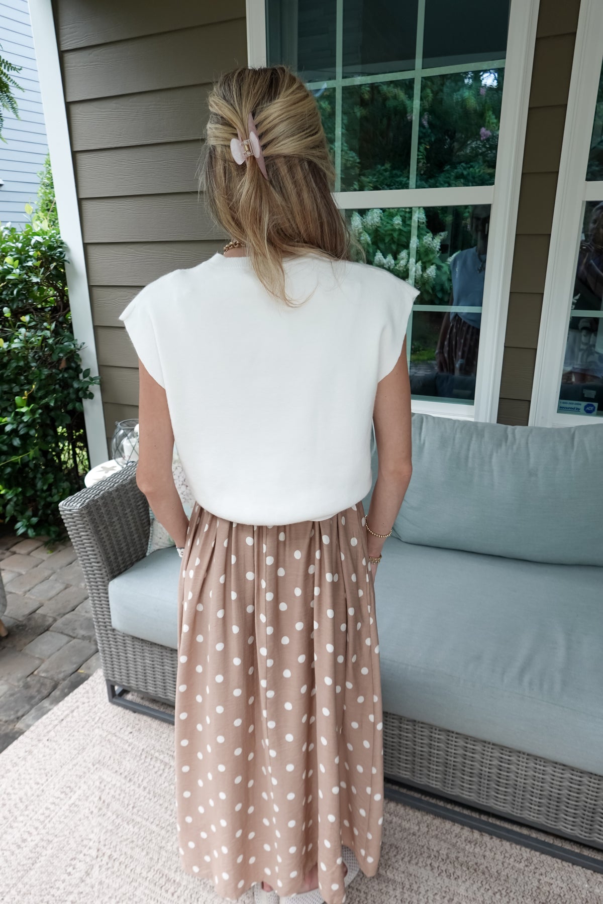 Short Sleeve Sweater Polka Dot Maxi Dress