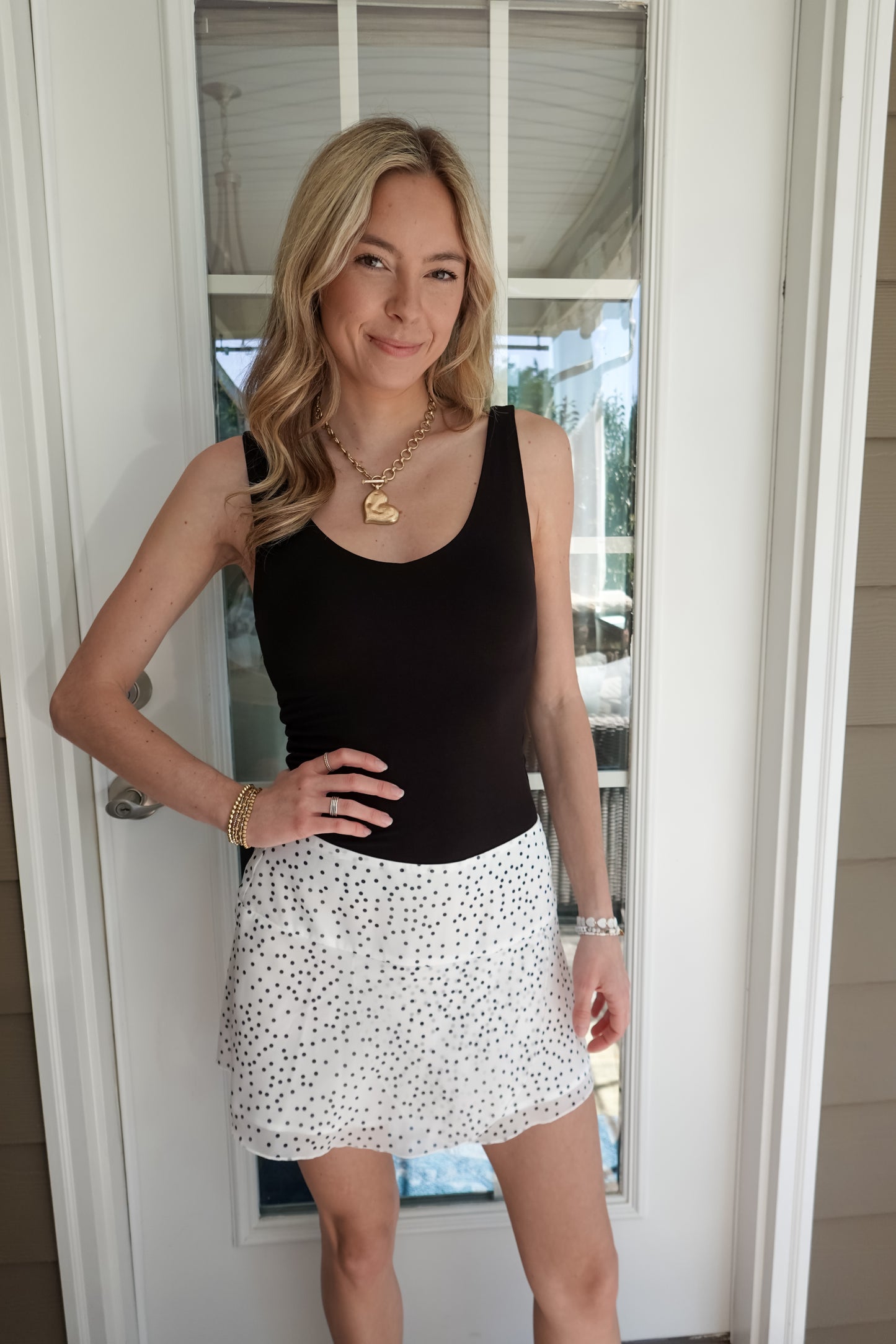 Cross-Over Front Polka Dot Mini Skirt