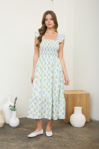 Rosie Blue Floral Midi Dress