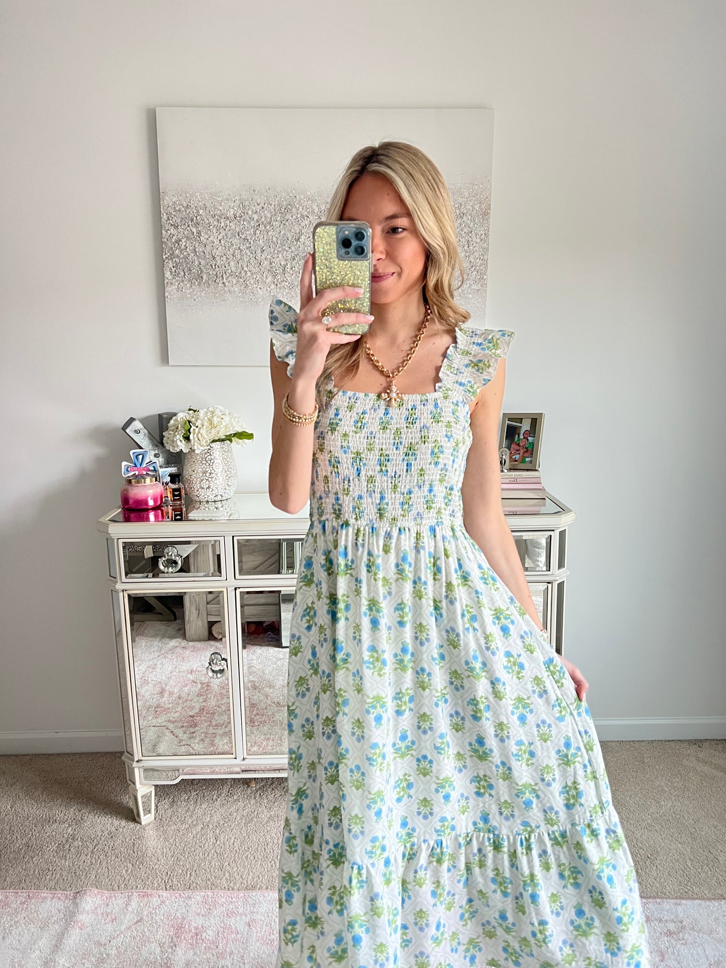 Rosie Blue Floral Midi Dress