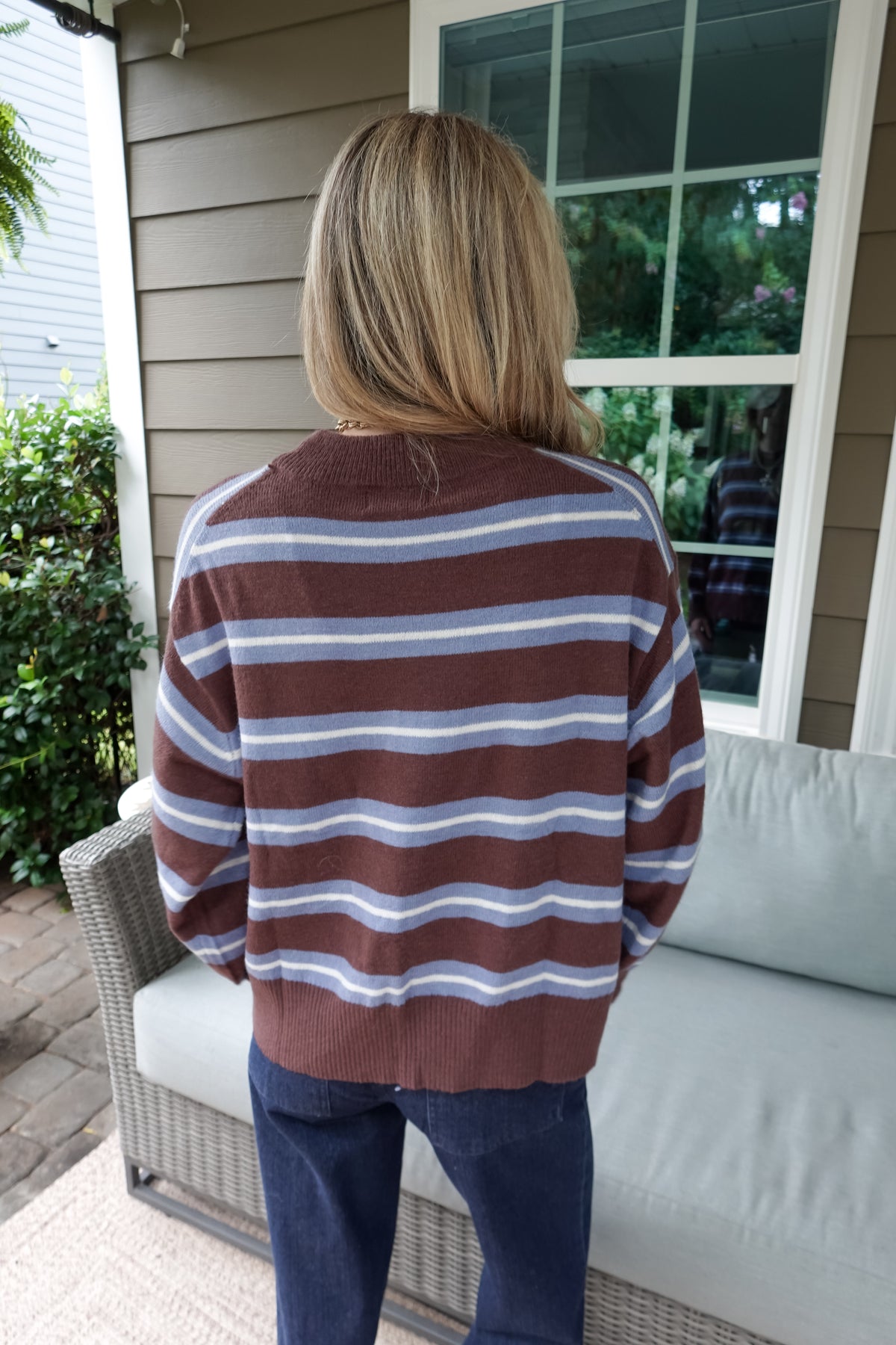 Maddie Striped Blue & Brown Sweater