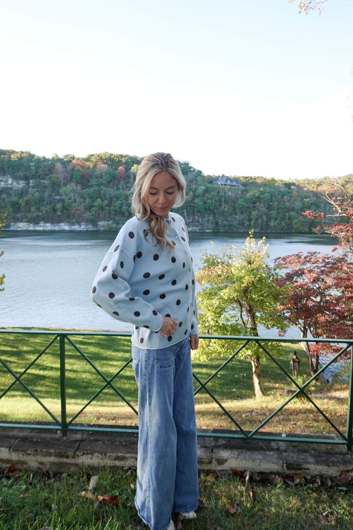 Jade Blue Polka Dot Cardigan