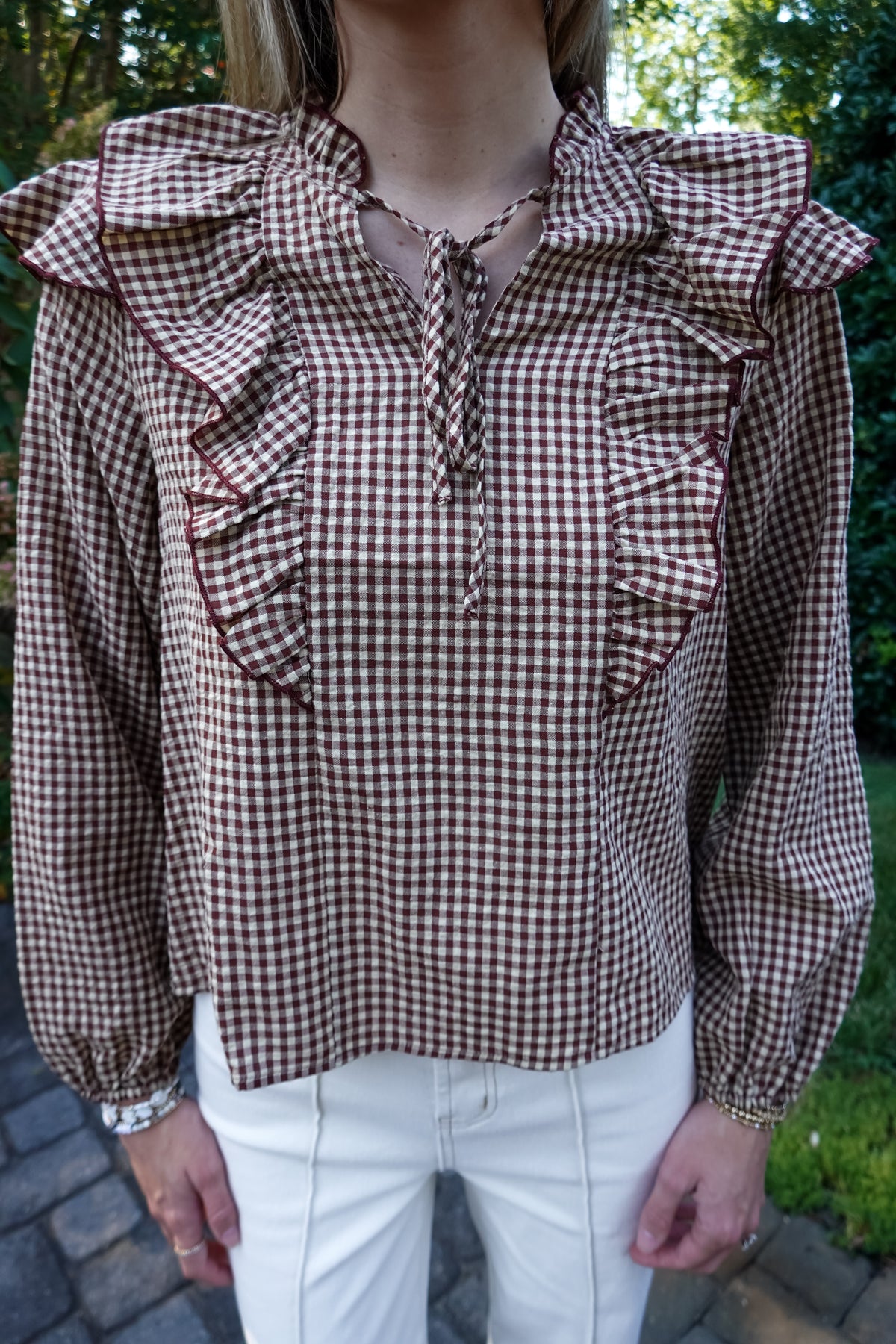 Ruffled Gingham Long Sleeve