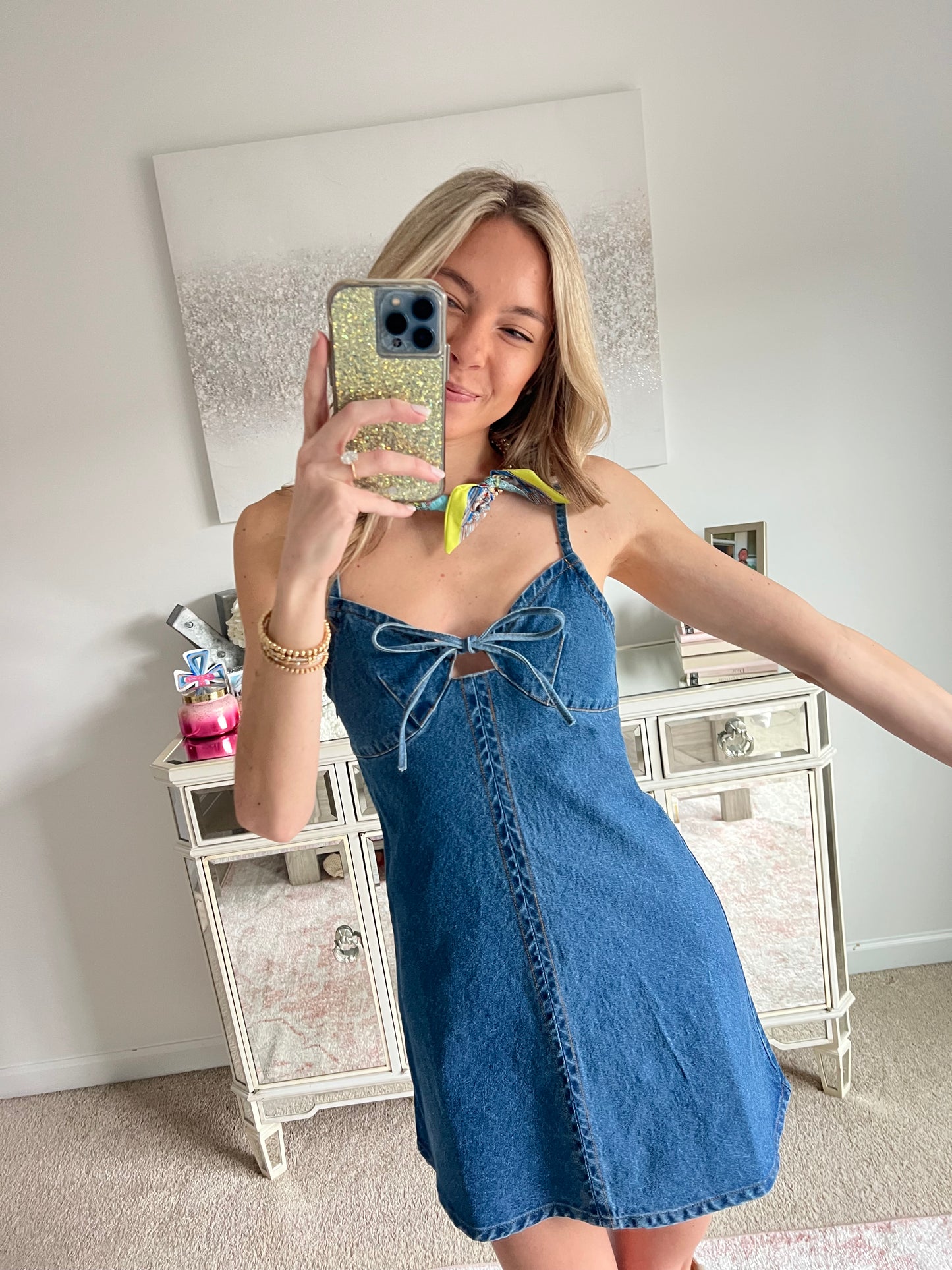 Lana Sweetheart Denim Dress