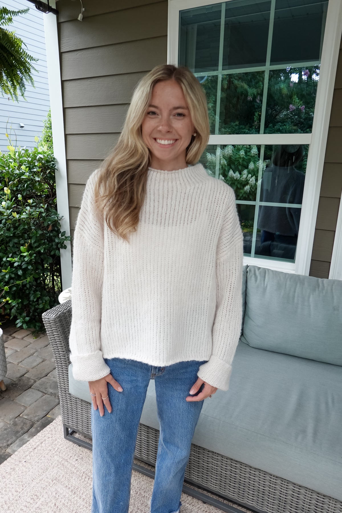 Ava Ivory Mock Neck Sweater