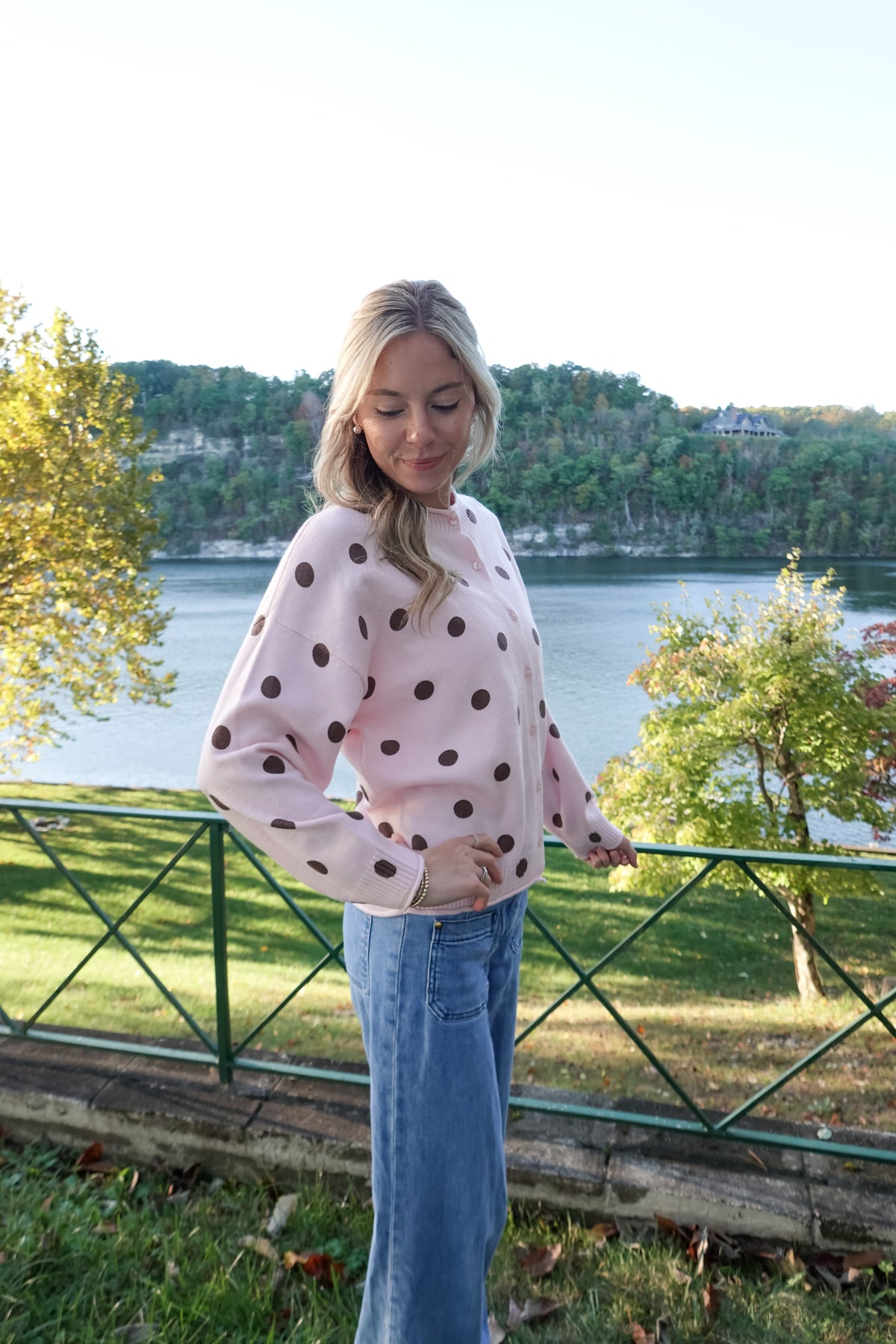 Jade Pink Polka Dot Cardigan